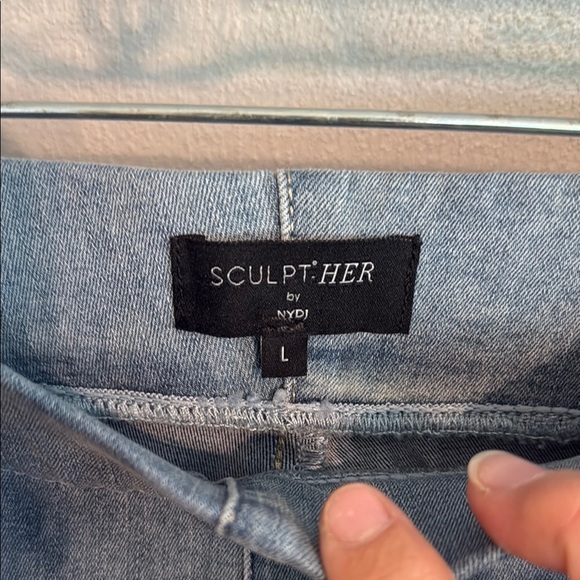 NYDJ Sculpt-Her Size Large Light Blue Wide Leg Denim Jeans - Picture 2 of 11